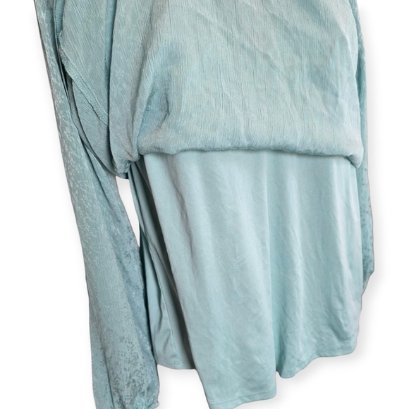 LC Lauren Conrad Long Sleeve Peasant Blouse, Blue/Green Color, Sizr XS - Picture 6 of 7